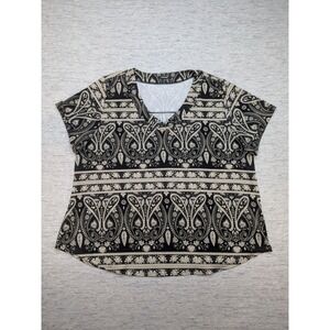 U.Vomade‎ Paisley Print Top V-Neck Short Sleeve Blouse Elegant Comfy 4X